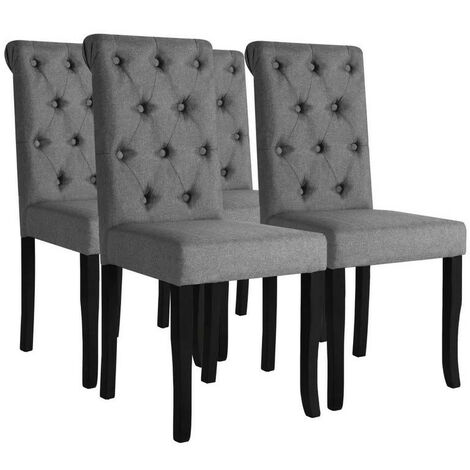 Chaise tissu gris et pieds bois massif Ciréam - Lot de 4