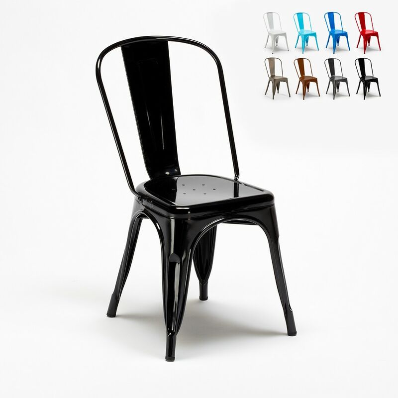 Ahd Amazing Home Design - chaise Lix industrielle en acier et métal pour cuisine et bars steel one Couleur: Noir