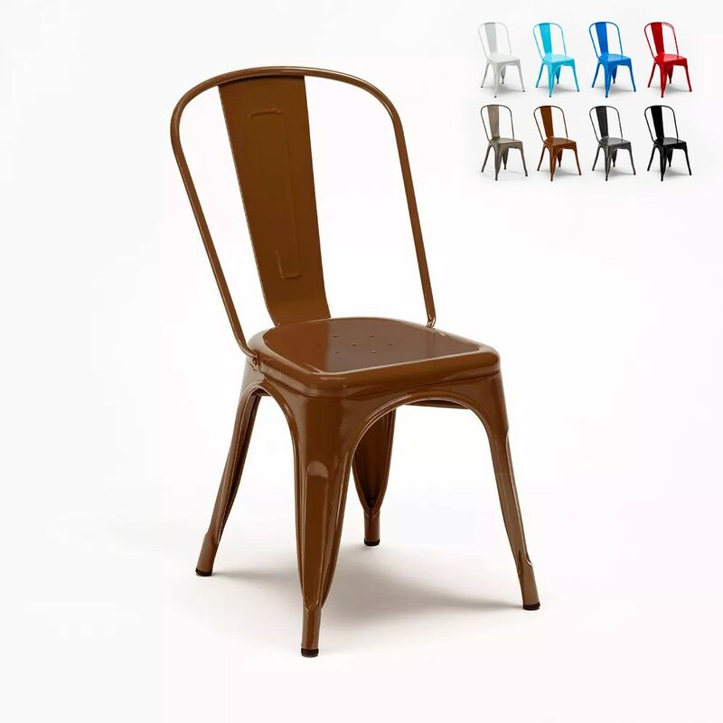 Ahd Amazing Home Design - chaise Lix industrielle en acier et métal pour cuisine et bars steel one Couleur: Marron