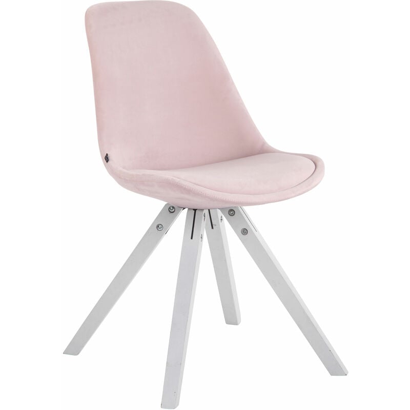Chaise avec 4 pattes blanches et conception carrée avec siège x Velvet Diverses couleurs colore : rose