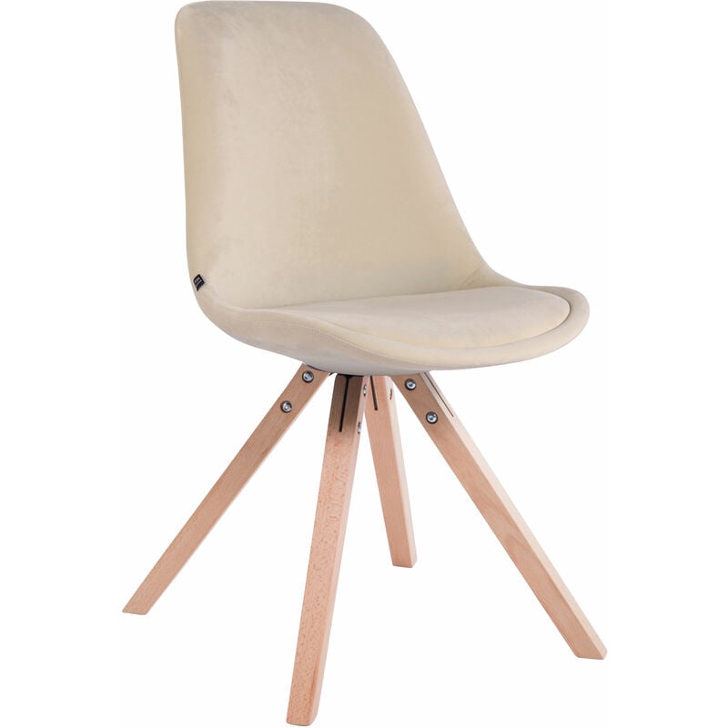 Chaise avec 4 carrés avec lumière x en bois clair et siège de velours différentes couleurs colore : Crème