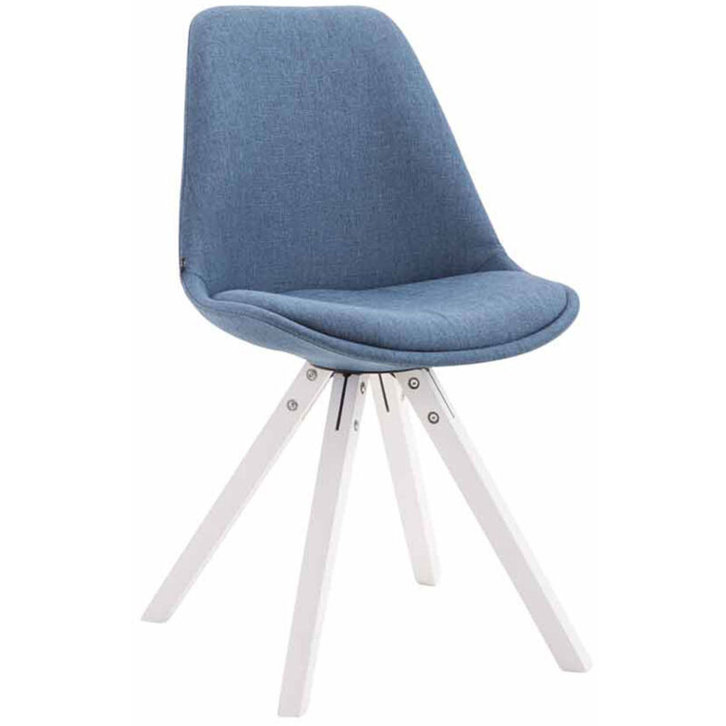 CLP - Chaise moderne avec des jambes blanches carrées et un siège de tissu divers couleurs colore : bleu