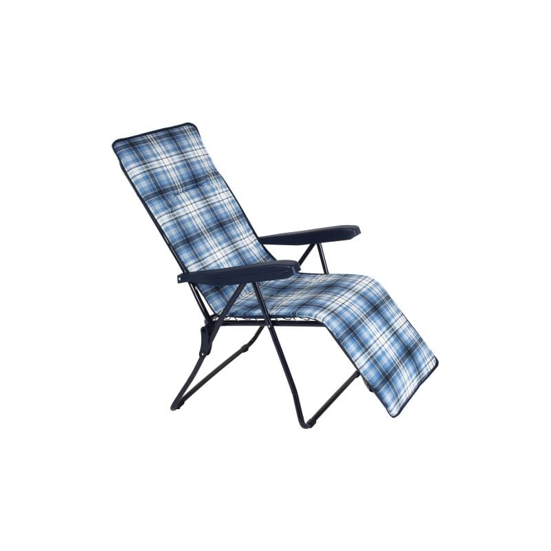 Tuttacasa - Transat 902 con avec repose-pieds re'glable 5 positions en acier cm 147x60x61 accoudoirs coussin couleurs assorties chaise pour jardin