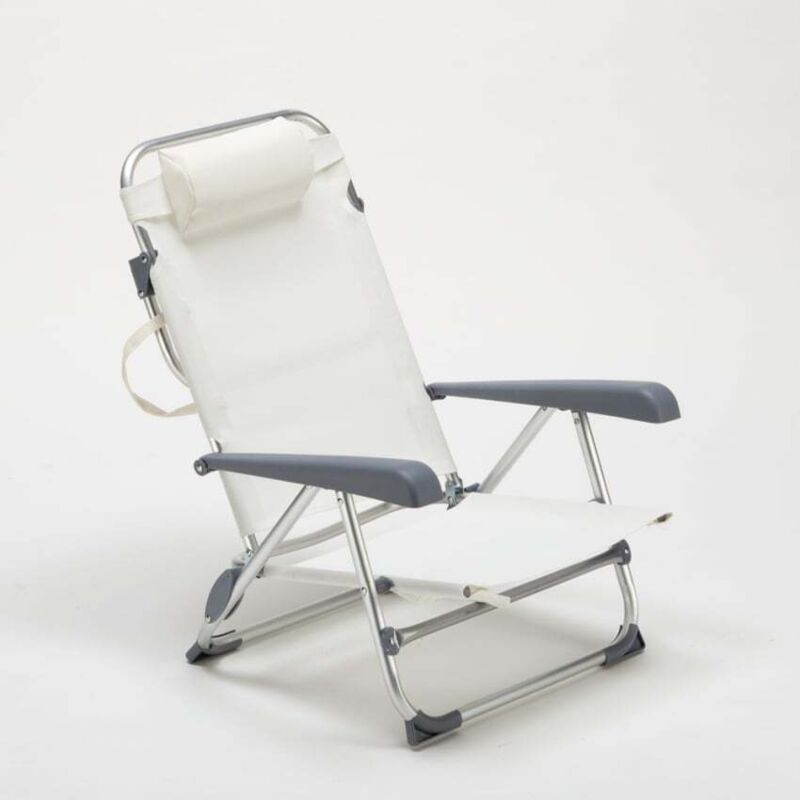 Transat pliant avec accoudoirs – Structure en aluminium anodisé – Dossier inclinable 6 positions – Dimensions 70 x 61 x 24 cm – Poids 2,5 kg – Beach Transat pliant avec accoudoirs – Structure en aluminium anodisé – Dossier inclinable 6 positions – Dimensions 70 x 61 x 24 cm – Poids 2,5 kg – Beach