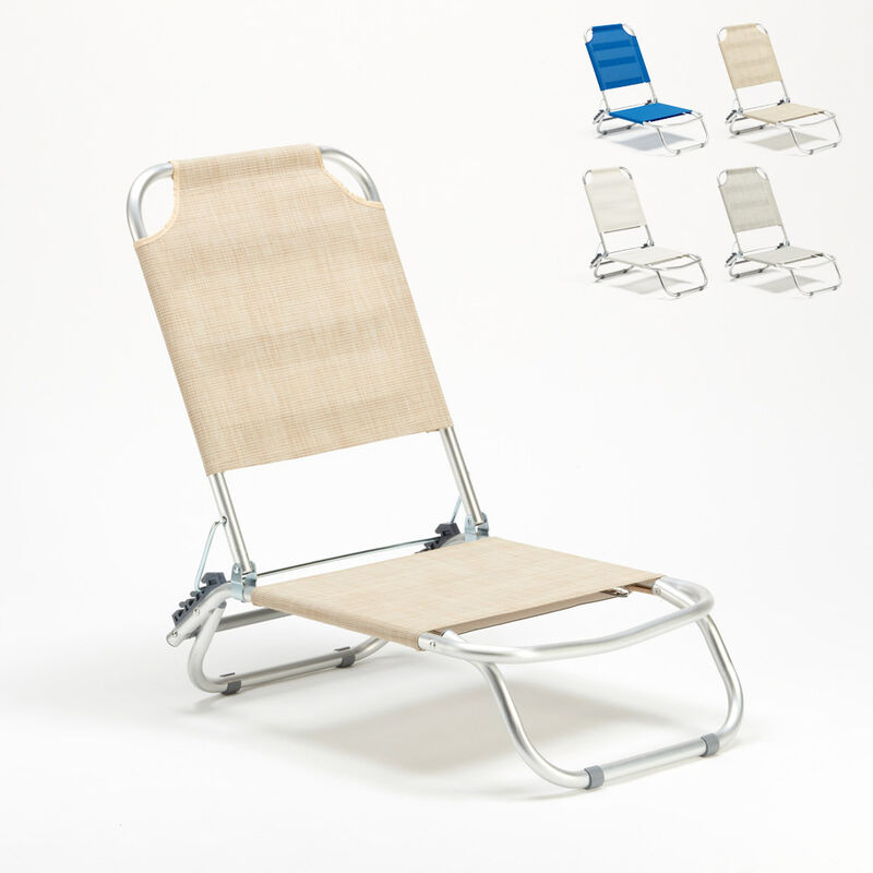 Chaise de plage pliante transat de piscine en aluminium Tropical Couleur: Beige