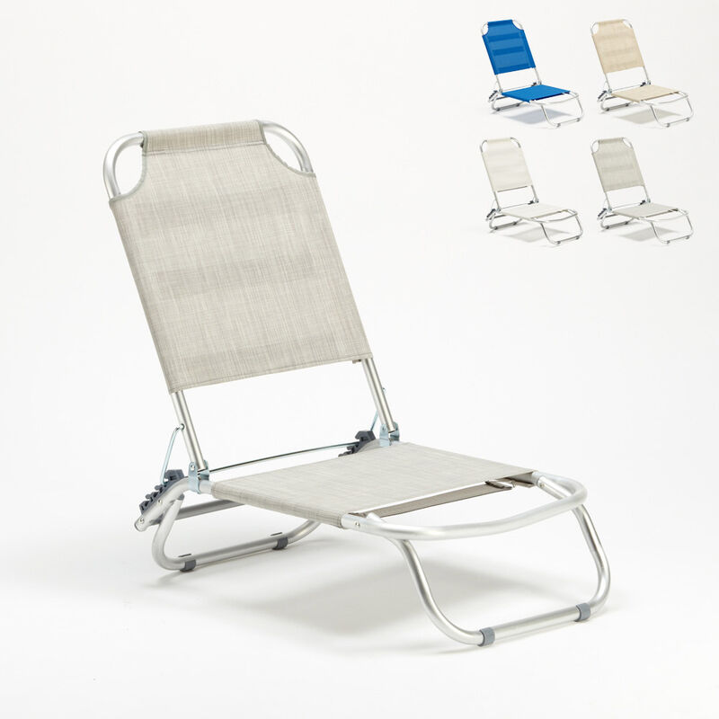 Chaise de plage pliante transat de piscine en aluminium Tropical Couleur: Gris