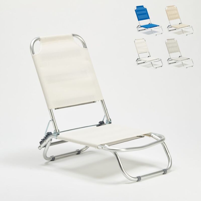 Beach And Garden Design - Chaise de plage pliante transat de piscine en aluminium Tropical Couleur: Blanc
