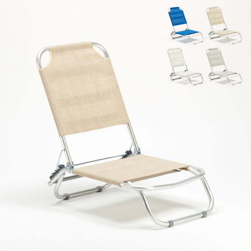 Transat de plage pliant en aluminium anodisé – Dossier inclinable 4 positions – Tissu textilène lavable – Dimensions 110x46x20cm – Beach And Garden