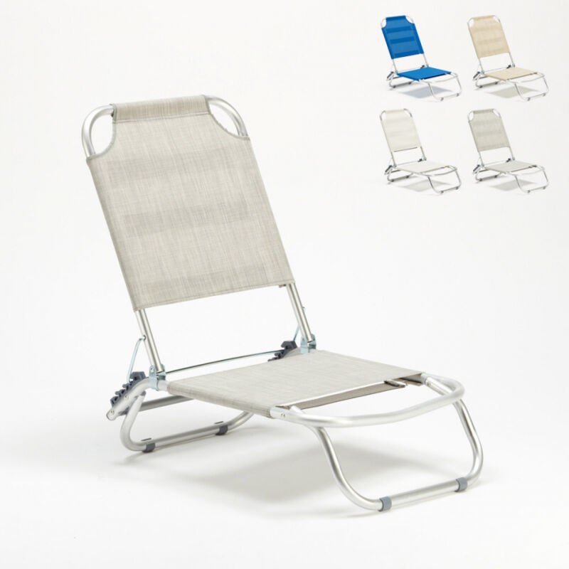 Transat de plage pliant en aluminium anodisé – Dossier inclinable 4 positions – Tissu textilène lavable – Dimensions 110x46x20 cm – Beach And Garden