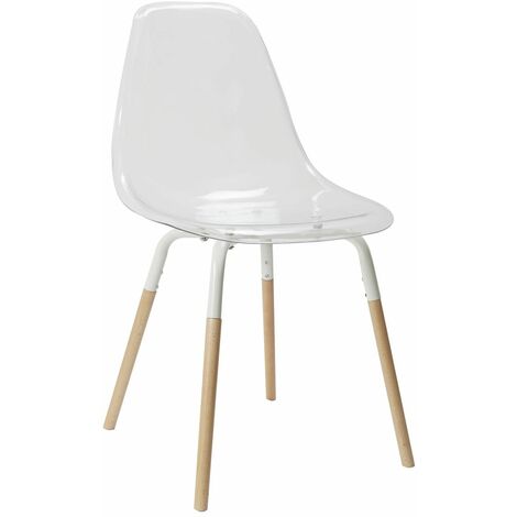 Chaise transparente à pieds bicolores design scandinave PHENIX