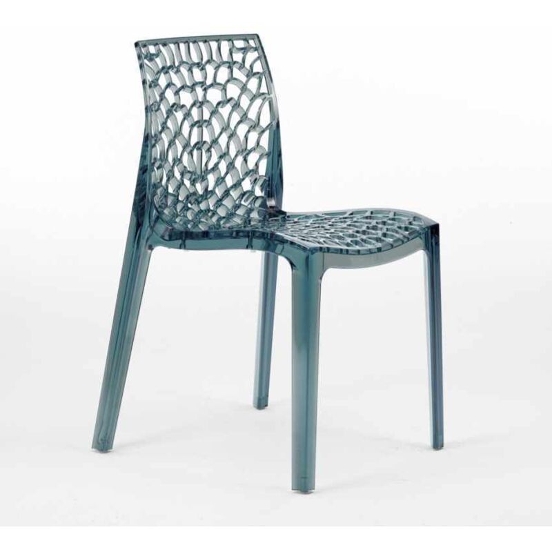 Chaise empilable DIADEME - Polycarbonate plein - Gris fum&eacute;