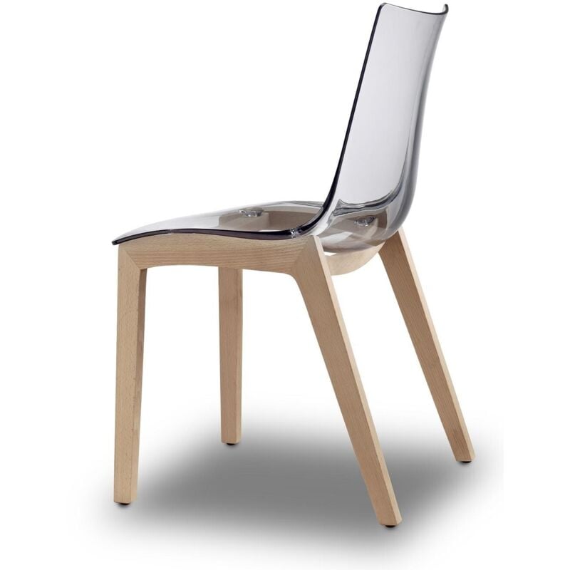 Scab Design - Chaise transparente design avec pieds bois - natural zebra