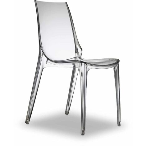 Chaise VANITY transparente en plastique – Hauteur 88 cm – Hauteur d'assise 47 cm – Empilable – Usage intérieur et extérieur – Scab Design
