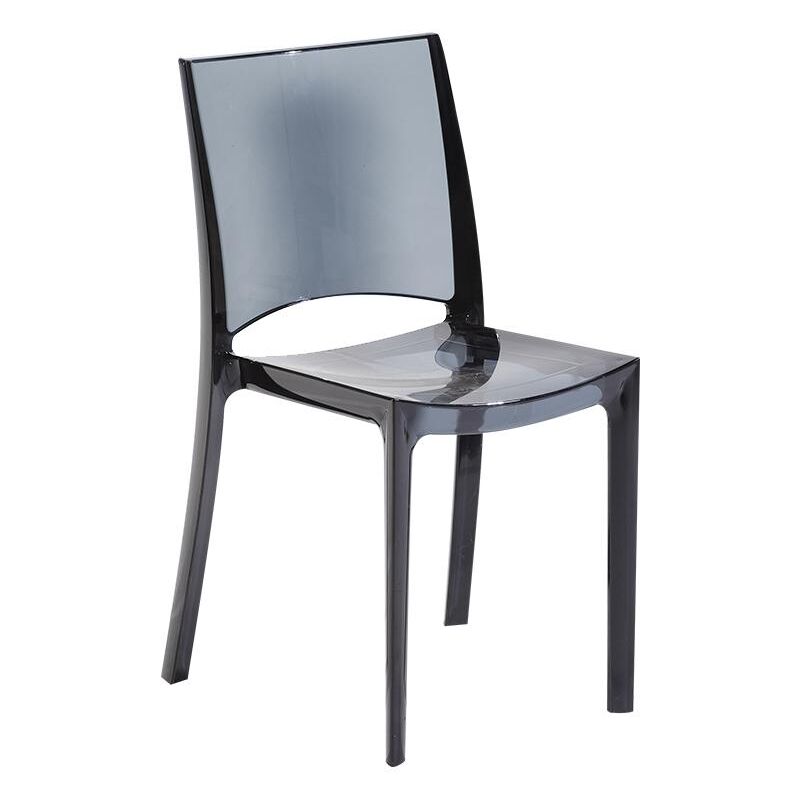 Chaise transparente salle à manger bar empilable B-Side Grand Soleil Noir Anthracite Transparent