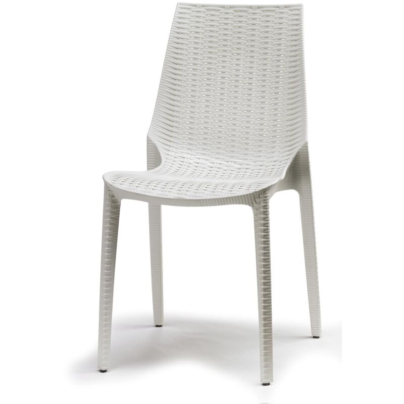 Chaise de jardin, Chaise tressée style rotin design - lucrezia Blanc en Plastique Scab Design