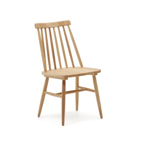 Kave Home - Chaise de salle à manger Tressia natural en bois massif de caoutchouc