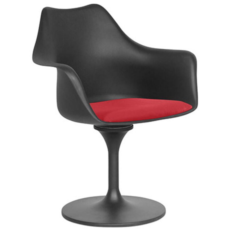 Chaise de salle à manger avec accoudoirs - Chaise pivotante noire - Tulipan Rouge