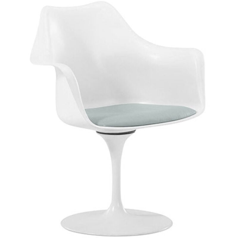 Chaise de salle à manger avec accoudoirs - Chaise pivotante blanche -Tulipan Gris clair
