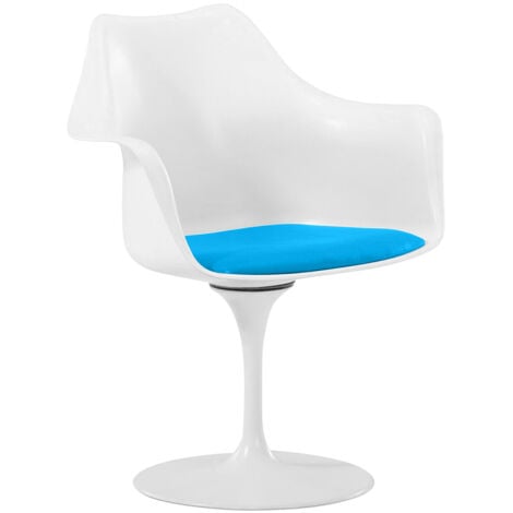 Chaise Tulipe pivotante - Simili Cuir - Coque blanc Turquoise
