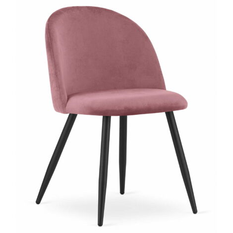 Chaise Valora BELLO velours rose foncé pieds noirs élégante