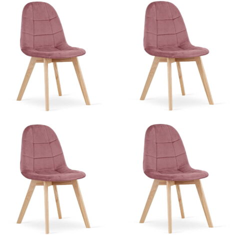 Chaise Valora NUUC en velours rose foncé, design ergonomique x4