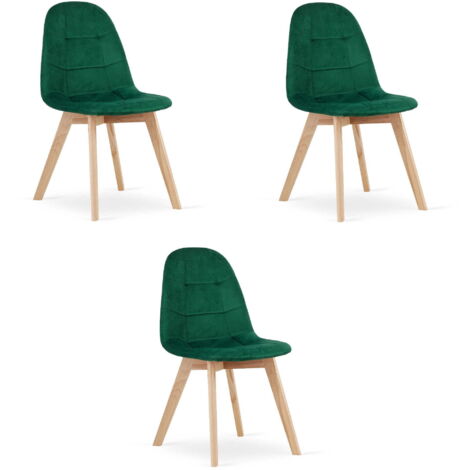 Chaise Valora NUUC en velours vert foncé, design ergonomique x3
