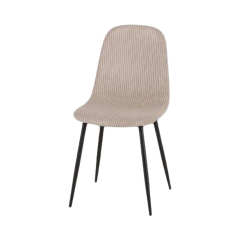 Chaise velours côtelé beige pieds métal noir