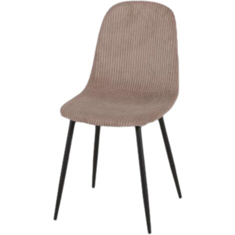 Chaise velours côtelé chocolat pieds métal noir