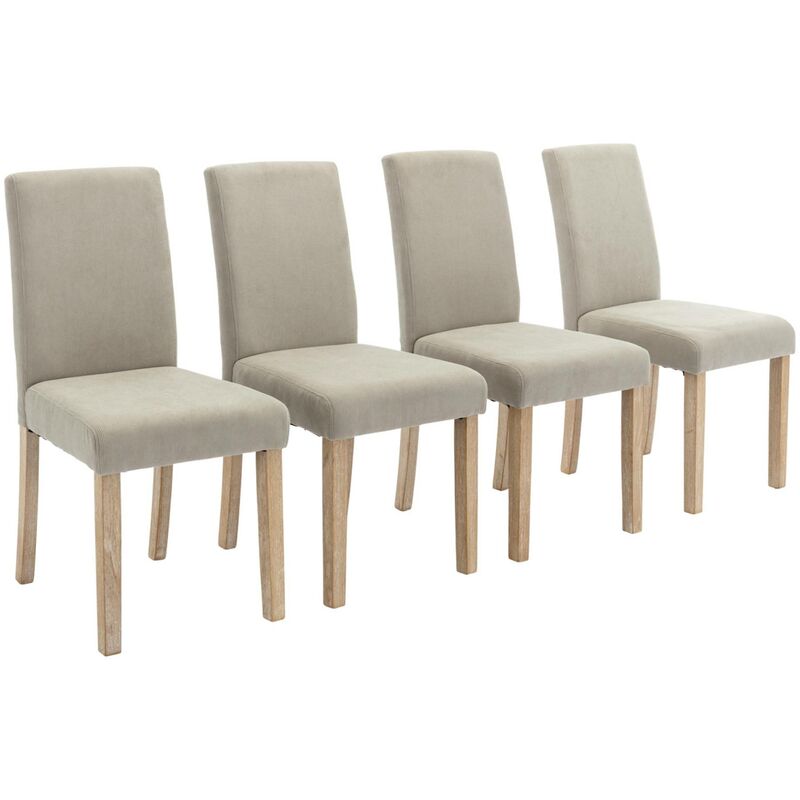 Sweeek - Lot de 4 chaises rita velours côtelé pieds en bois d'hévéa cérusé