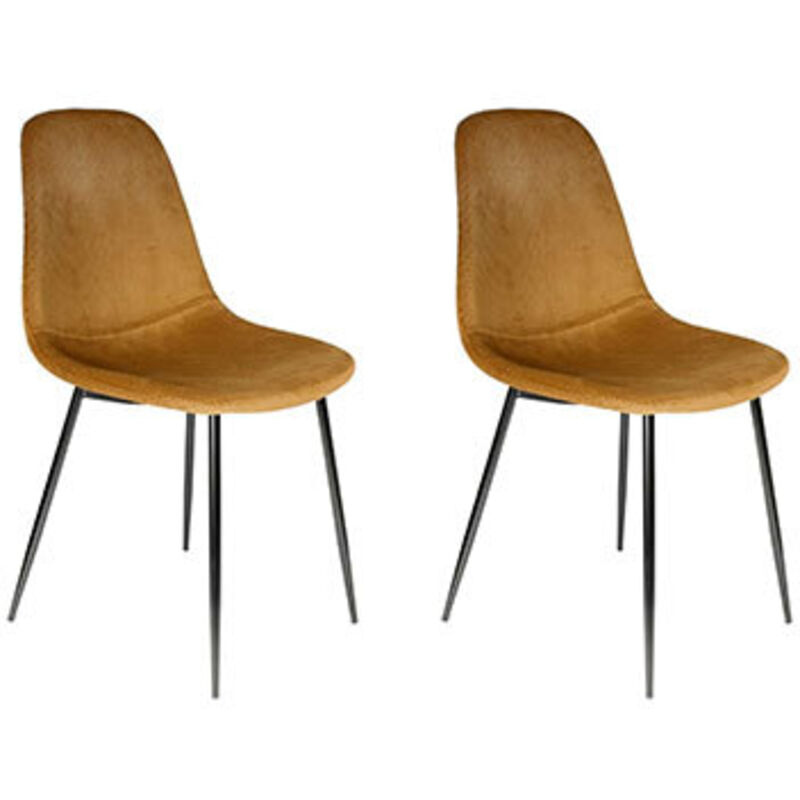 Ac-Deco – Lot de 4 chaises en velours côtelé jaune moutarde – Hauteur d'assise 48 cm – Dimensions 87x42x44 cm – Confort et charme pour votre intérieur