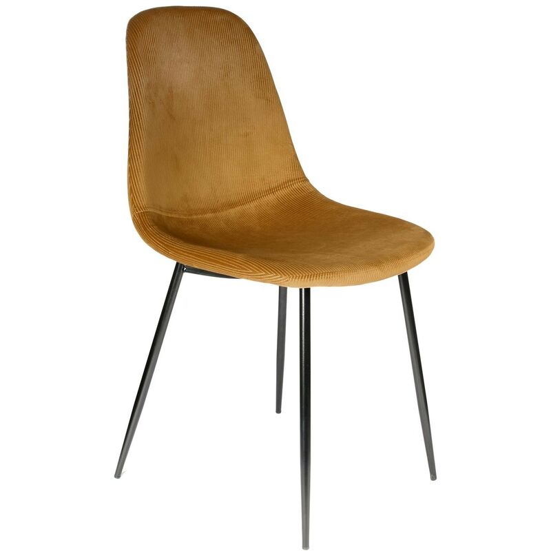 Mobilibrico - Chaise En Velours Côtelé Giulia Jaune - Home Deco Factory