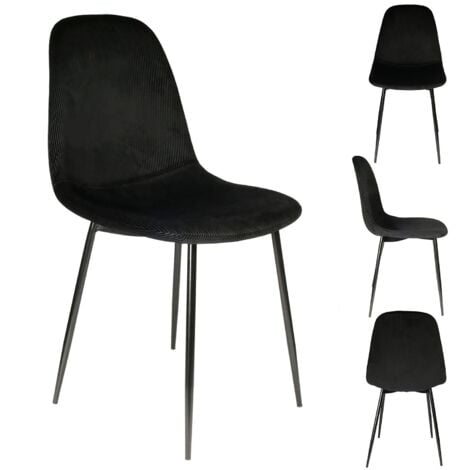 RSD DISTRIB Chaise velours côtelé Giulia noir - Noir