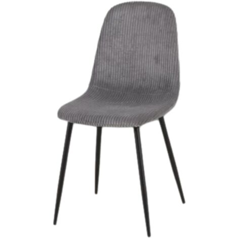 Chaise velours côtelé gris foncé pieds métal noir