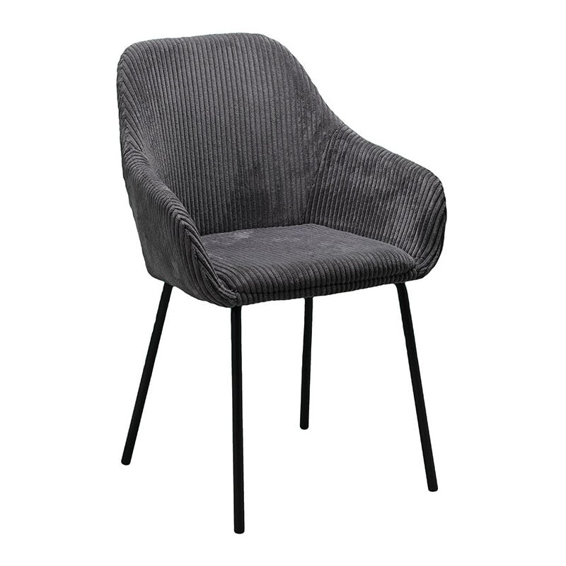 Chaise velours côtelé gris pieds métal Haylee