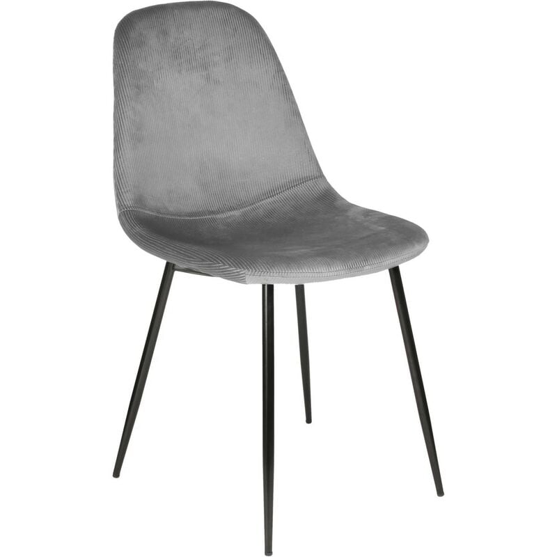 Chaise En Velours Côtelé Giulia Gris - Home Deco Factory