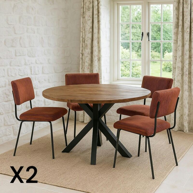 Pier Import - Chaise velours grosses côtes terracotta (lot de 2) iena