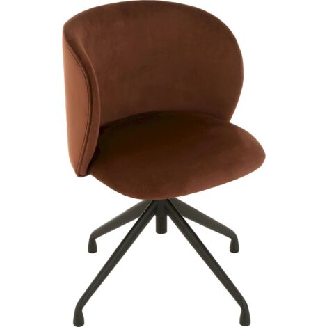 Chaise velours marron foncé pivotante design bois élégant - Marron foncé velours