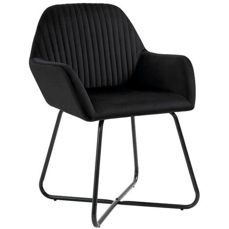 Chaise velours noir et pieds métal Mikee - Lot de 4