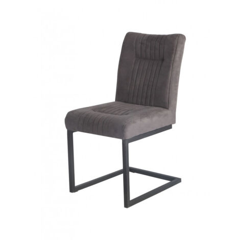 Chaise velours taupe foncé et pieds design en métal noir - VIVI - Taupe