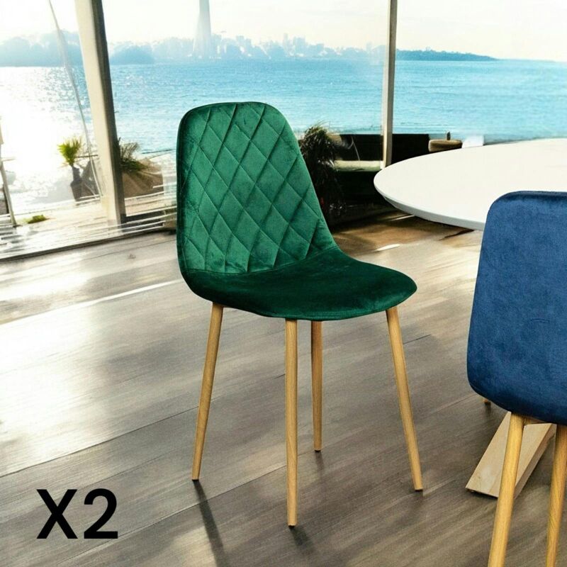 Chaise velours verte (lot de 2) hawai