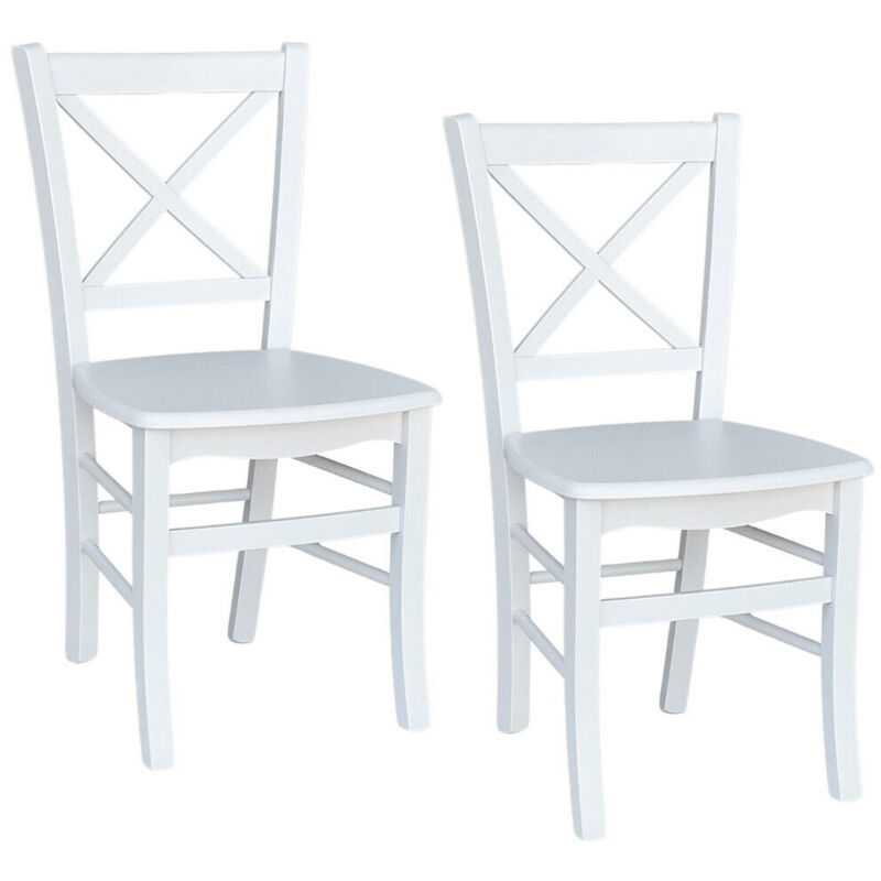 Okaffarefatto - Chaise Venise en bois avec croix blanche et assise en bois massif