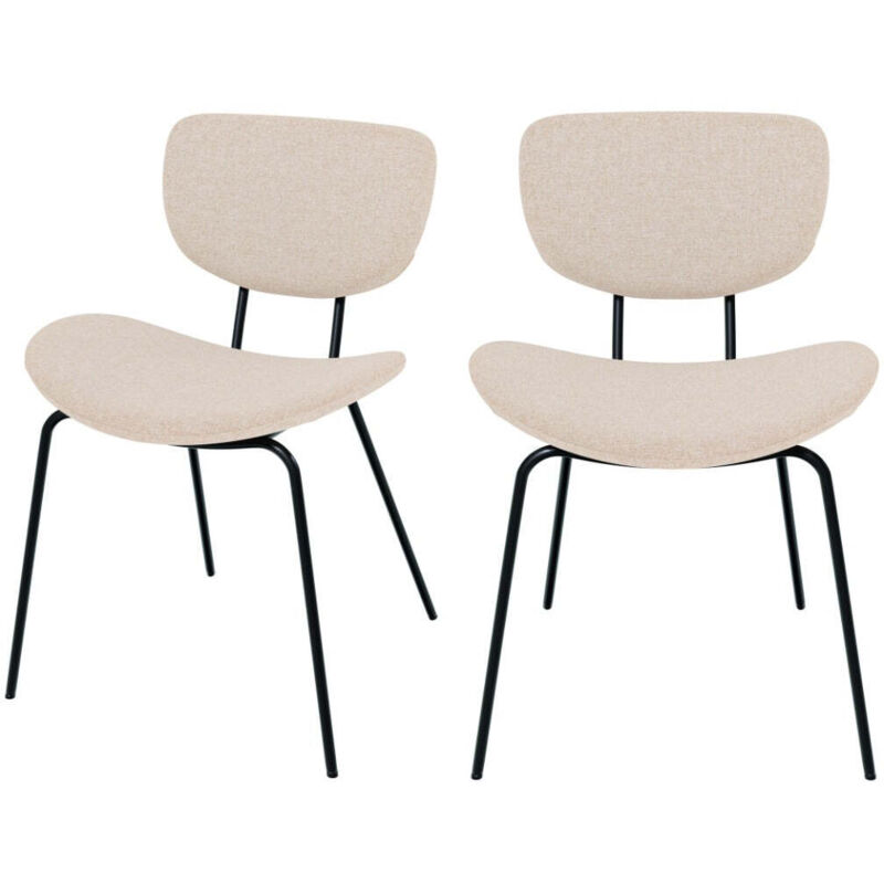 Rendez-vous Déco - Lot de 2 chaises en tissu beige et pieds en métal noir - verner