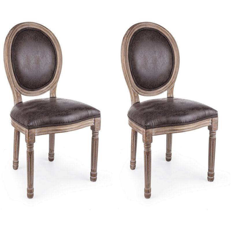chaise médaillon (lot de 2) - victorienne - marron