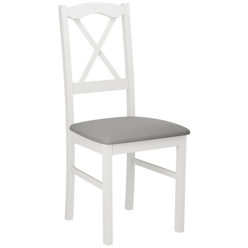 Mobilier1 - Chaise Victorville 174, Blanc, 91x43x40cm, Tapisserie, En bois, Bois, Mobilier déjà assemblé