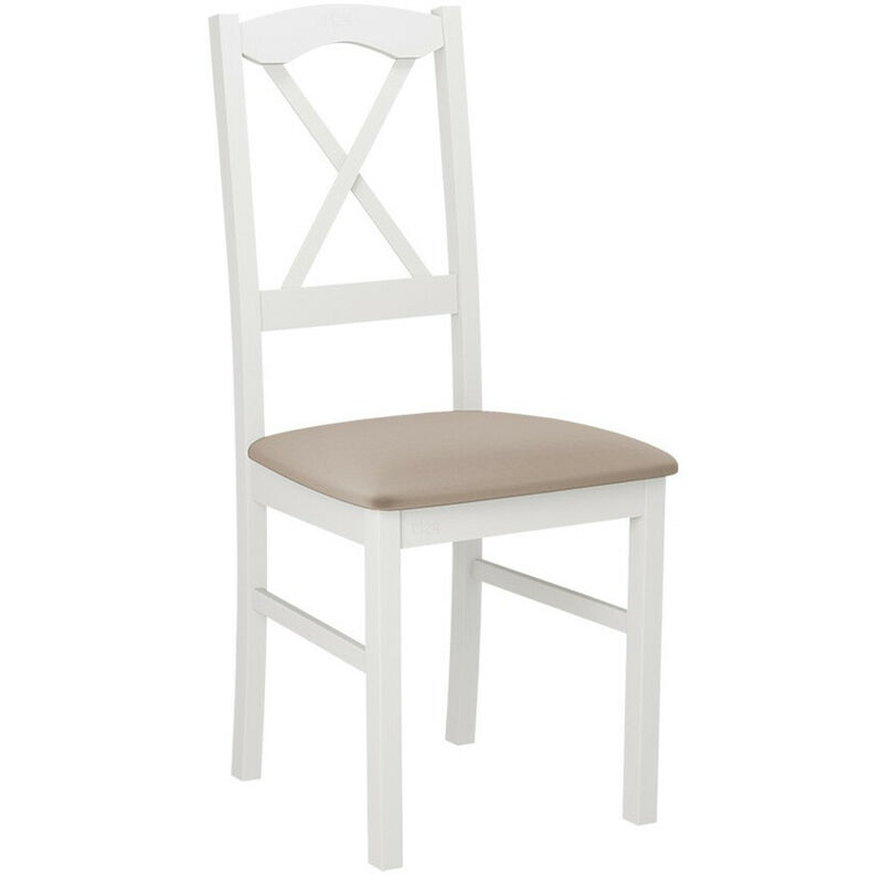 Mobilier1 - Chaise Victorville 174, Blanc, 91x43x40cm, Tapisserie, En bois, Bois, Mobilier déjà assemblé