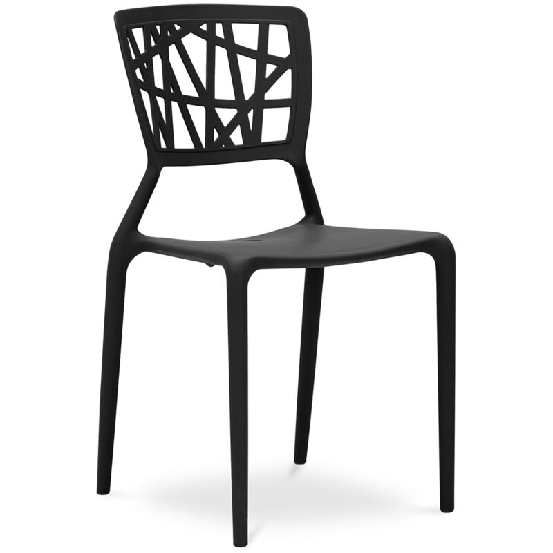 Chaise d'extérieur - Chaise de jardin design - Viena Noir - pp, Plastique - Noir