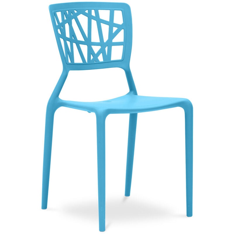 Chaise d'extérieur - Chaise de jardin design - Viena Bleu - pp, Plastique - Bleu