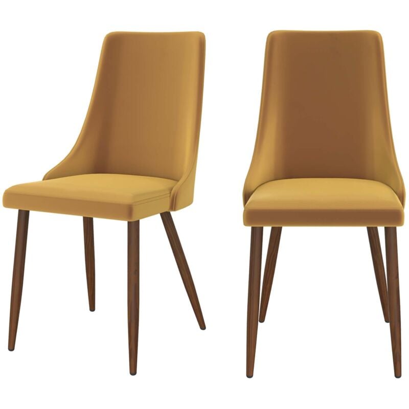 Lot de 2 chaises en velours jaune moutarde - vinni