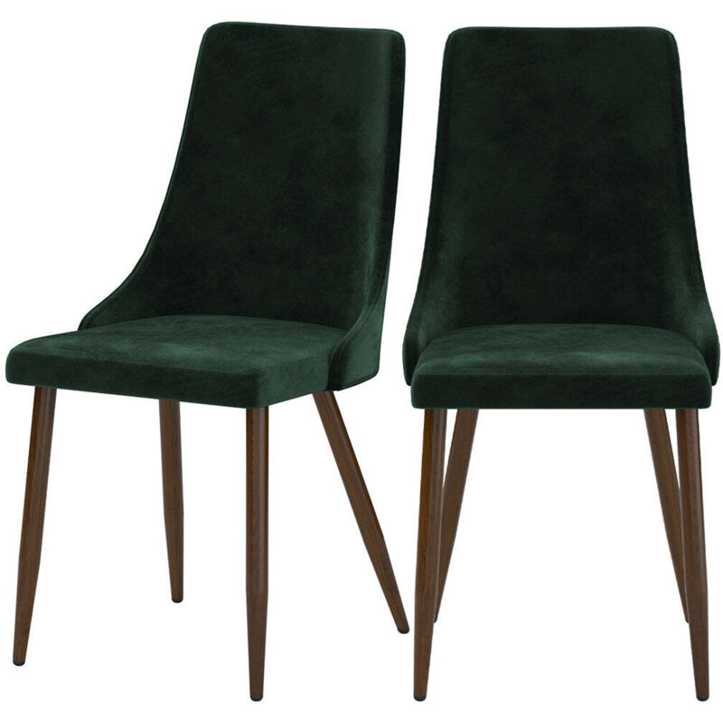 Rendez-vous Déco - Lot de 2 chaises en velours vert - vinni Rendez-vous Déco - Lot de 2 chaises en velours vert - vinni