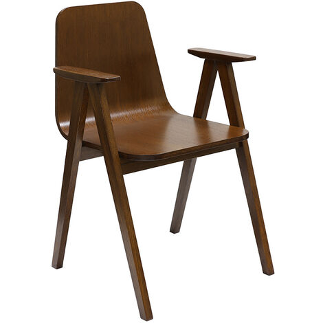 Chaise vintage en bois foncé OLYA - Noyer
